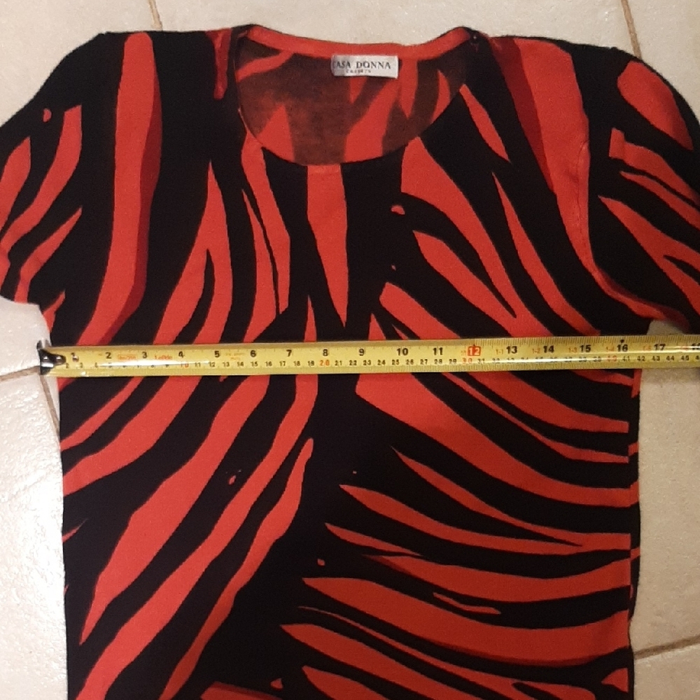 CASA🏠DONNA Vibrant Orange & Black KNIT Long Sleeve Top SIZE XS/S - Picture 7 of 8
